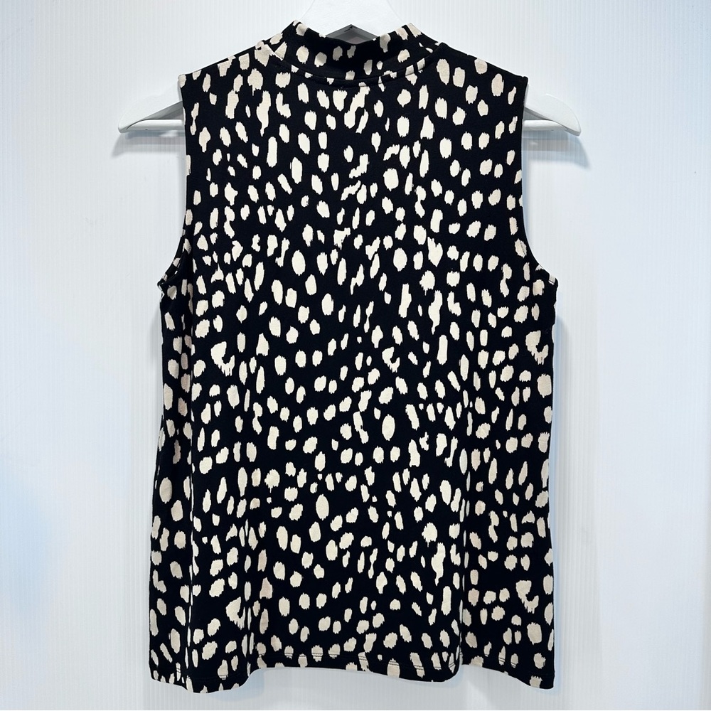 Chicos Mock Neck Women’s Animal Print Tank Sleeveless Sz 0 Gold Black Classic - Picture 2 of 7